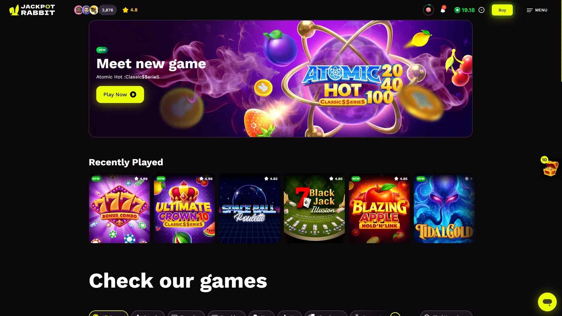 Jackpot Rabbit Lobby